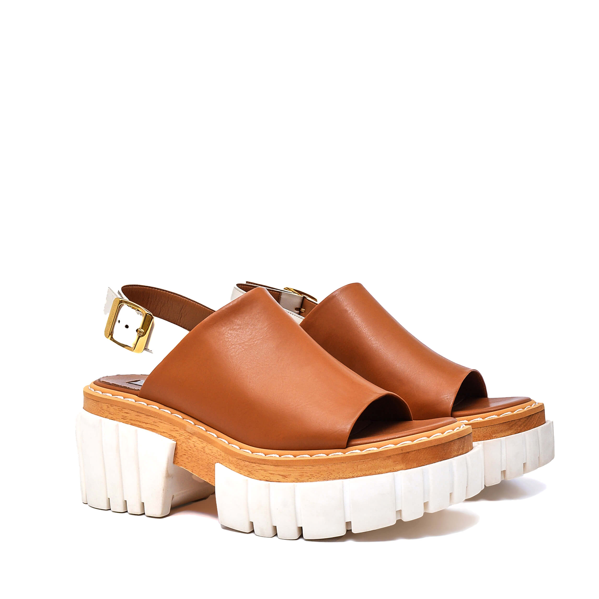 Stella Mccartney - Camel & White Platform Sandals / 38,5